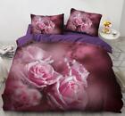 3D Pink Rose Flower Elegant Bed Pillowcases Quilt Duvet Cover Kay