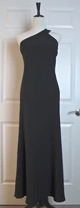 VTG Bjoux Boston Chetta B Black One Shoulder Fluted Evening Dress Acet/Poly S/M - Picture 1 of 8