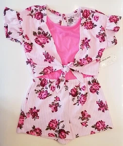 One Step Up Girls Medium 5-6 Pink Short Sleeve Shorts One Piece Jumpsuit - Picture 1 of 11