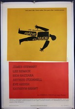 ANATOMY OF MURDER One Sheet Movie Poster 1959 Otto Preminger Saul Bass on LINEN