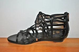 Isola Women's Elisia Black Leather Gladiator Wedge Sandals - Size 6 - Picture 1 of 4