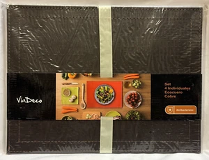 Neu 4 Stück Braun Kunstleder Antibakteriell Tischsets - Via Deco - Bild 1 von 5