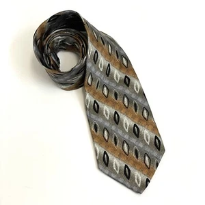 Manzoni Vintage 1980s Silk Striped Diamond Patterned Tie sz Regular - Picture 1 of 5