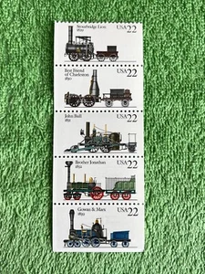 Train locomotive 22c stamp poster USPS 1987 steam engine block PLUS FREE GIFT! - Picture 1 of 2