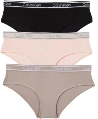 NEW Women's Calvin Klein 3 Pack Hipster Underwear Black Pink Tan Size Medium - Image 1 of 4