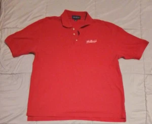 Budweiser Polo Shirt Mens Red Short Sleeve Adult Casual Vintage Vendor Buttons - Picture 1 of 6