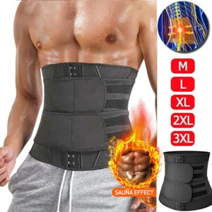 Men's Abdomen Slimming Body Shaper Waist Trainer Sweat Girdle Belts Fat Burner - Picture 1 of 18