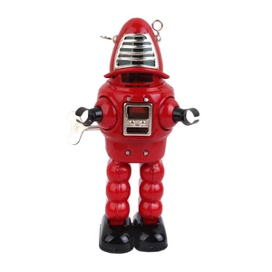 VINTAGE RED ROBBIE ROBOT TIN TOY CLOCKWORK WIND-UP ROBOT SPARKS