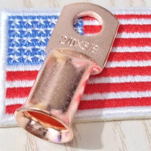 Heavy Duty Copper Lugs Battery Connectors Terminals Cable Ends 2/0AWG 3/8" Ring - Picture 1 of 8