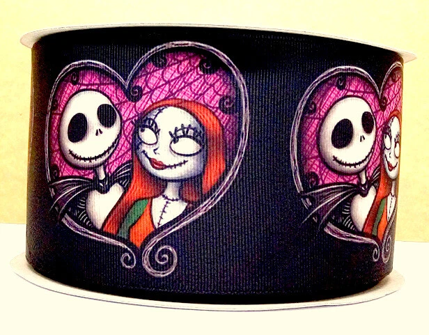 `7/8 INCH 22mm GROSGRAIN RIBBON Hair Bow Supplies Wholesale Jack Skellington - Image 1 of 1