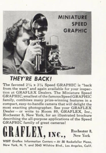 1946 Graflex: Miniature Speed Graphic, They're Back Vintage Print Ad - Picture 1 of 1