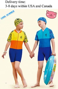 Y0327 one piece Beach swimsuit for boys and girls-1 piece Rash guard kids - Picture 1 of 9