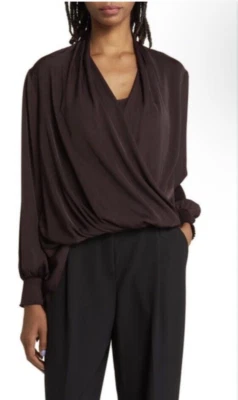 Blusa envolvente drapeada AllSaints ABI talla US 2 / UK 6 puertos púrpura NUEVA SIN ETIQUETAS PRECIO DE VENTA SUGERIDO POR EL FABRICANTE 199 USD Foto 1 de 4