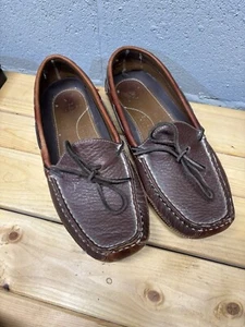 L.L. Bean Brown Leather Sz 11 D Double-Sole Moccasin Slippers Mens - Picture 1 of 10