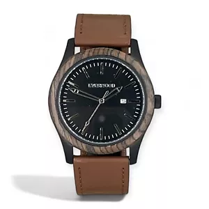 Herren Premium Nussbaum Holz & braune Lederuhr - Geschenk für ihn - Beste Papa Geschenke - Bild 1 von 7