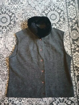 Chaleco Talbots Tweed Cuello Piel Talla XL Gris Lana Botón Mob Esposa Ecuestre De Colección Foto 1 de 4