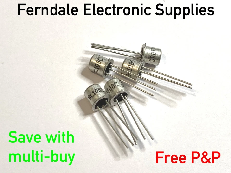 BC108C NPN silicon planar transistor, low power, low noise, pack of 5, free p&p - Image 1 of 1