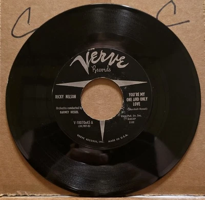Ricky Nelson: You're My One And Only Love/Honey Rock - 45rpm Verve - VG+ - Image 1 of 2