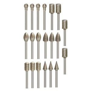 Diamond Burrs Set 20pcs 3mm Shank for Carving Grinding Engraving Rotary Use - Picture 1 of 11
