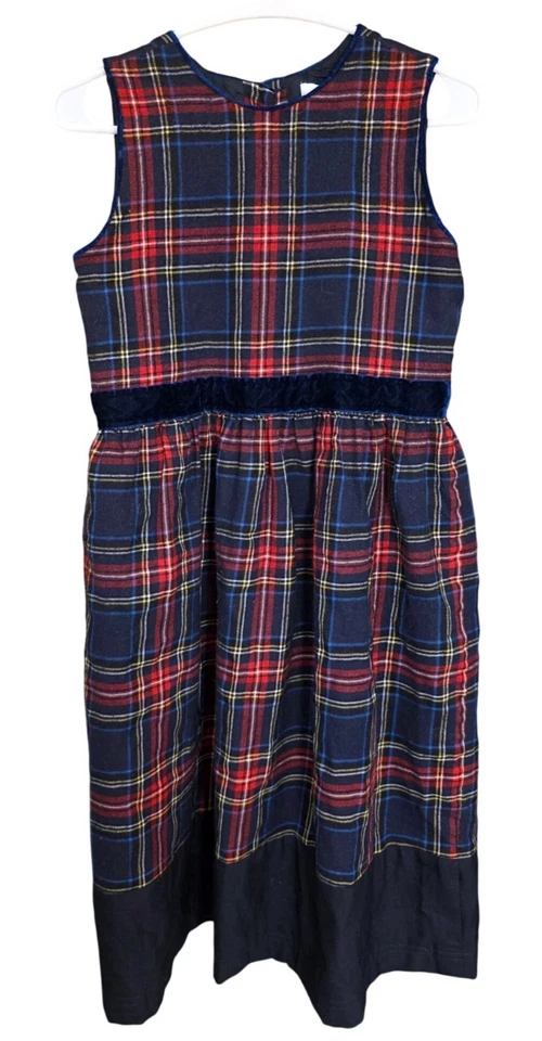 Vestido Brooks Brothers Tartán Cuadros y Terciopelo Vellón Niñas Sin Mangas a Cuadros Talla Foto 1 de 4