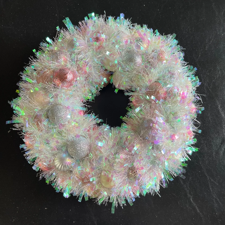 Grinalda de enfeite de Natal - Rosa, prata, branco - 10" - Imagem 1 de 1