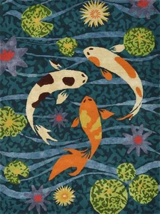 Hand tufted Abstract And Fish Desing Rug Multicolour for Bed Room/Hall Room - Picture 1 of 5
