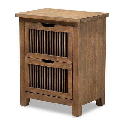 Baxton Studio Clement Oak Finished 2-Drawer Wood Spindle End Table - Image 1 of 4