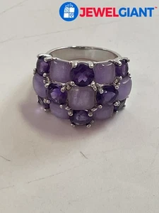 ROSS SIMONS STERLING SILVER RING SIZE 6.00 AMETHYST LAVENDER JADEITE 7.3G #FO284 - Picture 1 of 5