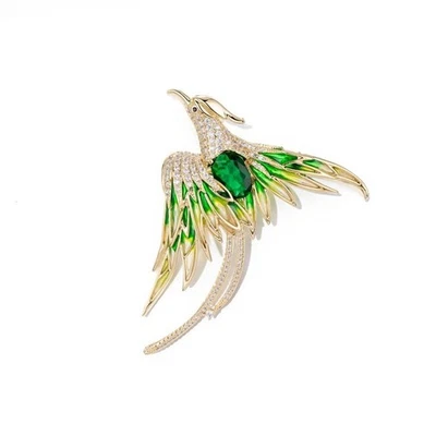 Exquisito broche Phoenix dorado 14K para mujer, con incrustaciones de moissanita y Premi... Foto 1 de 4