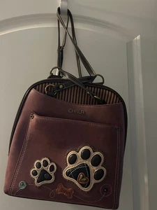 Chala mittelgroßer Rucksack Handtasche sanft gebrauchter Zustand Pfotenabdruck Design - Bild 1 von 4