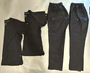 2 Pair Medium WONDER WINK 123 Black SCRUB sets Cargo Pants 5155 Pocket Tops 6255 - Picture 1 of 9