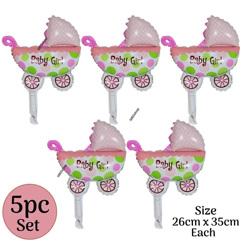 Globos para cochecito de baby shower 5 piezas lámina para cochecito de bebé niña recién nacida decoración de fiesta Foto 1 de 1