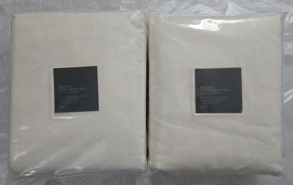 Restoration Hardware Belgian Textured Linen Drapery 2-Curtains 50"x108" Natural - Image 1 of 2