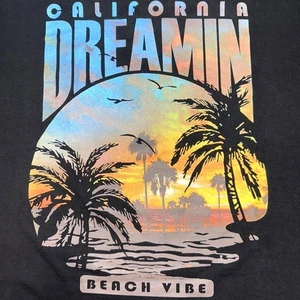 California Dreamin Hemd Herren 3XL schwarz Beach Vibe Sonnenuntergang Palmen hergestellt in den USA - Bild 1 von 11