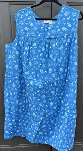 Only Necessities Damen Muumuu Kleid Plus 4X Blau mit Blumen A-Linie Midi Taschen - Bild 1 von 6