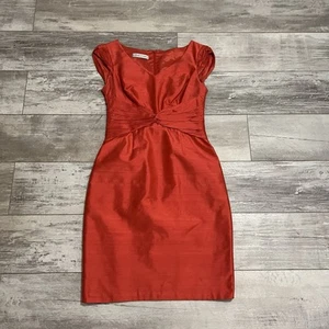 Kay Unger Women's Dress Sz 6 Solid Orange Sleeveless Cocktail Party Short - Picture 1 of 7