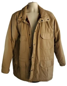 Men's Thick Lined Khaki 3/4 Length Coat Juno of California Size Large 1980's Tan - Picture 1 of 6