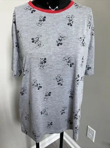 Disney Mickey Mouse Grey Ringer Tee- Kids Large - Picture 1 of 4