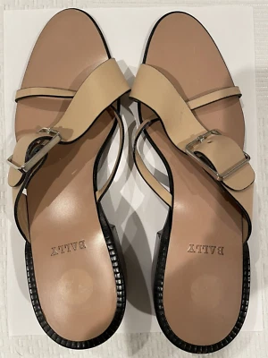Sandalias con hebilla de cuero beige BALLY NUEVAS CON ETIQUETAS UE 40/ US 9.5 Foto 1 de 4