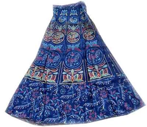 Printed Multicolor Cotton Wrap Around Hippie Skirt Onesize Beach Coverup L-38" - Picture 1 of 1