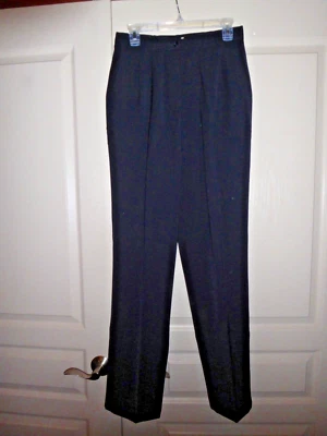  NEW Womens L.L. Bean Navy 8 M/T Microfiber Comfort Waist Pleated Dress Pants  - Image 1 of 3