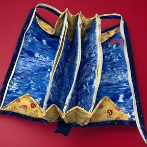 XXL Handmade Fabric Zip Close Wallet Clutch Closed 9.75x6" Pockets 3Zip 4Open - Picture 1 of 12