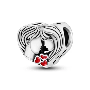 MULA Original Enamel Lovers Heart Charm For Women Bracelet 925 Sterling Silver - Picture 1 of 6