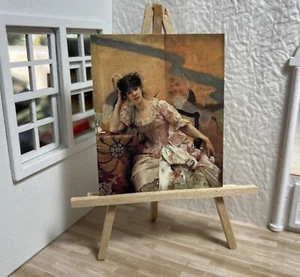 Miniature Dollhouse Room Box Art 1:12th Scale Woman with Japanese Screen - Picture 1 of 5