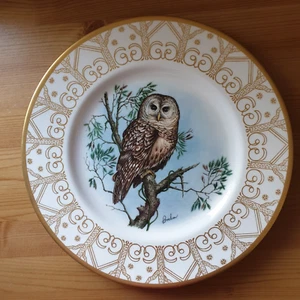 Edward Marshall Boehm Búho Barrado del Norte Coleccionistas Plato con Borde de Oro 27,5 cm - Imagen 1 de 2