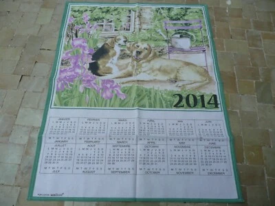 1 torchons ancien vintage en coton  calendrier 2011 les chiens - Photo 1/2