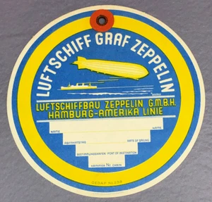 Rare c.1937 GRAF ZEPPELIN LUGGAGE TAG Hamburg-America Line LUFTSCHIFFBAU label - Picture 1 of 7