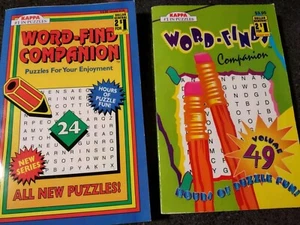 Vintage 1990s Kappa Companion Word Finds Pocket Word Search Vol 24 & 49 NOS - Foto 1 di 3