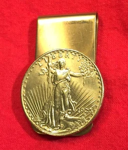 1923 Gold Brass St Saint Gaudens $20 Double Eagle Coin Money Clip + Gift Box! - Picture 1 of 4