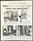 1952 Johnson's Beautiflor Liquid Wax PRINT AD Cleans As It Waxes